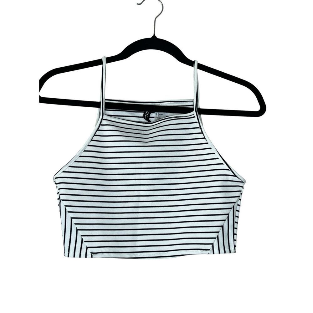 H&M Divided Striped Black and White Cropped Top Size 8, Excellent Condition